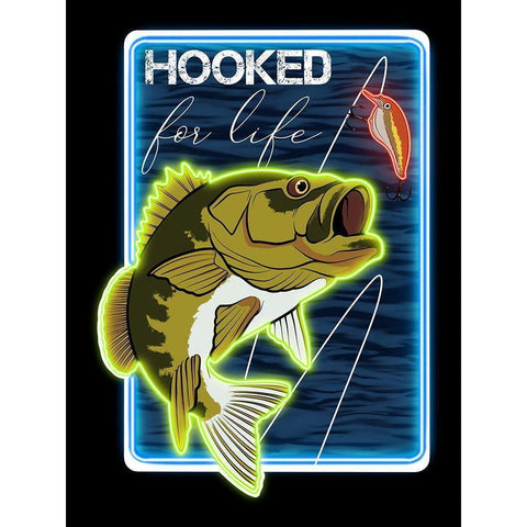 Hooked For Life Black Modern Wood Framed Art Print with Double Matting by Prime, Marcus