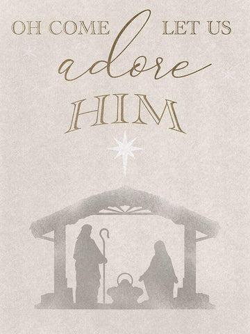 Let Us Adore Him 2 White Modern Wood Framed Art Print with Double Matting by Prime, Marcus