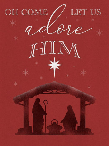 Let Us Adore Him Black Ornate Wood Framed Art Print with Double Matting by Prime, Marcus