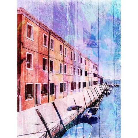 Colorful Riverfront Black Modern Wood Framed Art Print with Double Matting by Prime, Marcus