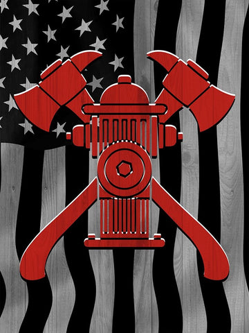 American Firefighter Black Modern Wood Framed Art Print by Prime, Marcus