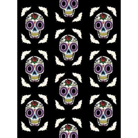 Calavera Walls Black Modern Wood Framed Art Print by Prime, Marcus