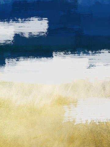 Gold Indigo Shuffle 2 White Modern Wood Framed Art Print with Double Matting by Prime, Marcus