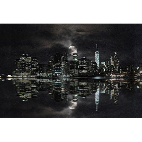 Full Moon NYC Gold Ornate Wood Framed Art Print with Double Matting by Prime, Marcus