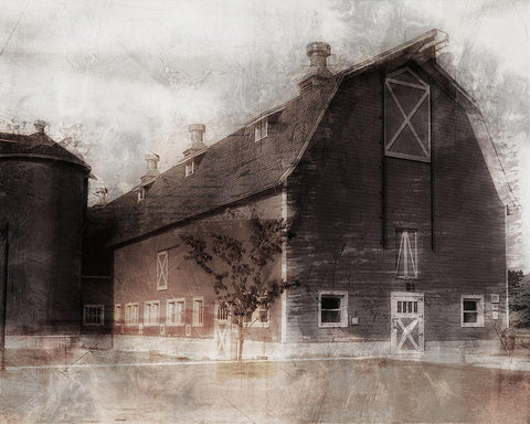 Weathered Grange Black Ornate Wood Framed Art Print with Double Matting by Prime, Marcus