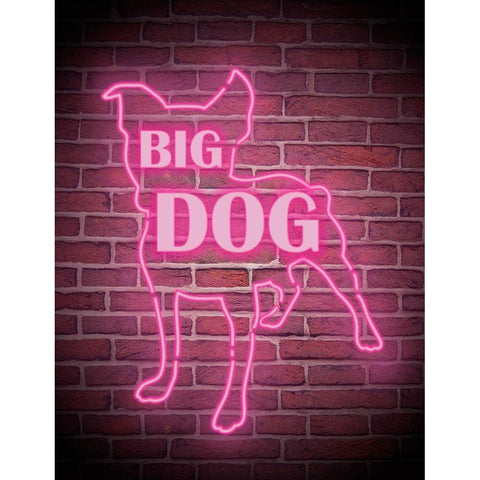 Neon Big Dog White Modern Wood Framed Art Print by Prime, Marcus