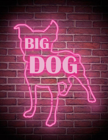 Neon Big Dog Black Ornate Wood Framed Art Print with Double Matting by Prime, Marcus