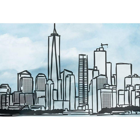 Illustrated New York White Modern Wood Framed Art Print by Prime, Marcus