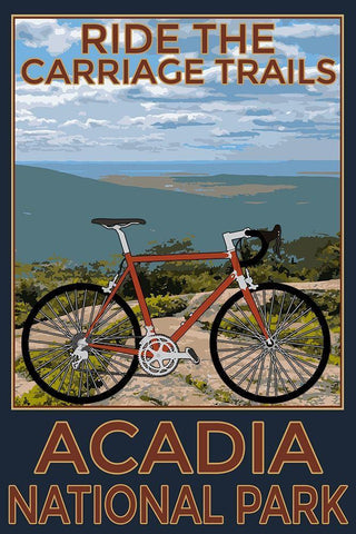 Acadia Trails White Modern Wood Framed Art Print with Double Matting by Prime, Marcus