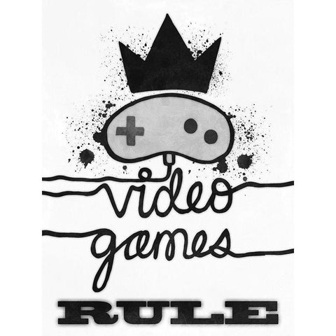 Games Rule White Modern Wood Framed Art Print by Prime, Marcus