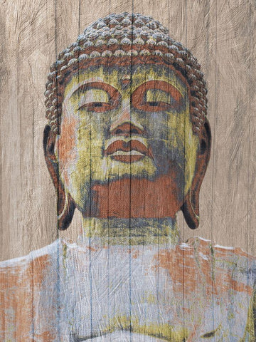 Wooden Painted Buddha Black Ornate Wood Framed Art Print with Double Matting by Prime, Marcus