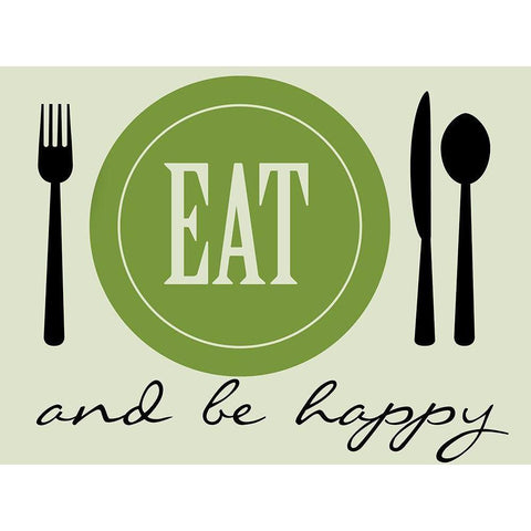 Happy Eating Black Modern Wood Framed Art Print by Prime, Marcus