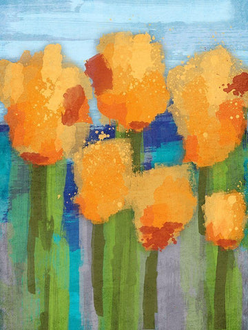 Blooming Abstracts White Modern Wood Framed Art Print with Double Matting by Prime, Marcus