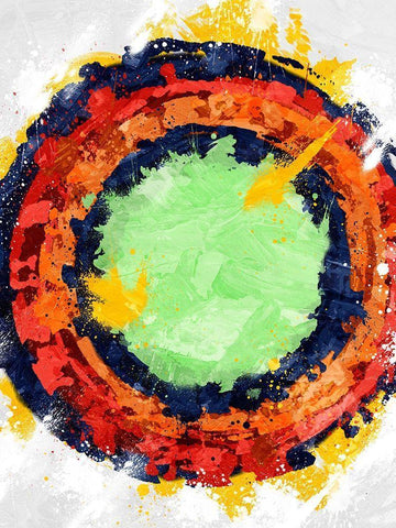Crayon Blast White Modern Wood Framed Art Print with Double Matting by Prime, Marcus