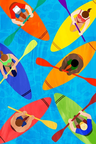 Kayak Traffic 2 White Modern Wood Framed Art Print with Double Matting by Prime, Marcus