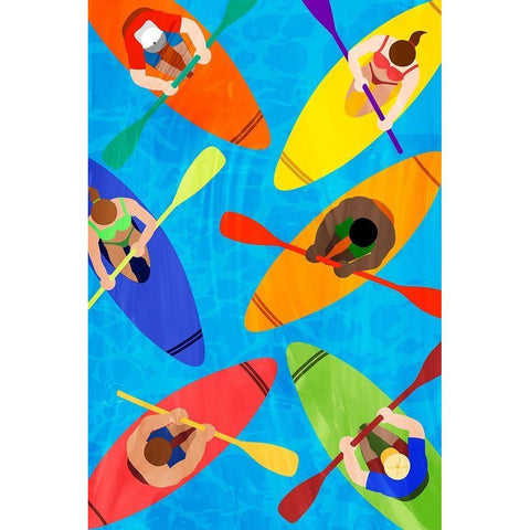 Kayak Traffic 2 Black Modern Wood Framed Art Print with Double Matting by Prime, Marcus