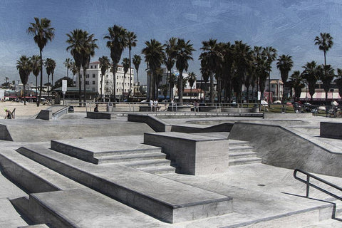 Venice Skating 1 Black Ornate Wood Framed Art Print with Double Matting by Prime, Marcus
