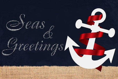 Seas N Greetings 1 White Modern Wood Framed Art Print with Double Matting by Prime, Marcus