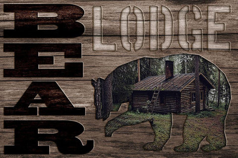 Piercing Bear Lodge 1 Black Ornate Wood Framed Art Print with Double Matting by Prime, Marcus