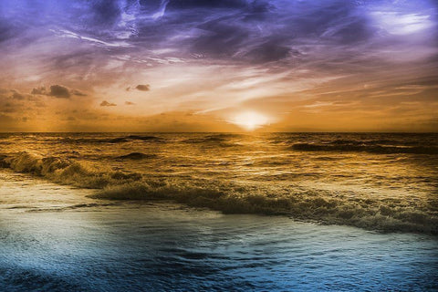 Striking Sunrise 1 White Modern Wood Framed Art Print with Double Matting by Prime, Marcus