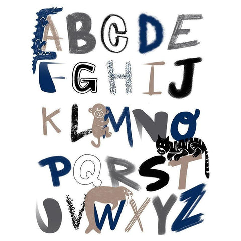 Critter Alphabet 1 White Modern Wood Framed Art Print by Prime, Marcus
