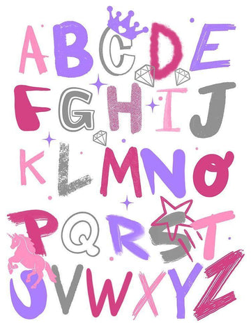 Princess Alphabet 1 White Modern Wood Framed Art Print with Double Matting by Prime, Marcus