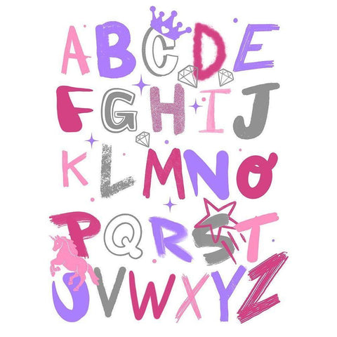 Princess Alphabet 1 Black Modern Wood Framed Art Print by Prime, Marcus