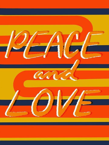 Peace And Love 1 White Modern Wood Framed Art Print with Double Matting by Prime, Marcus