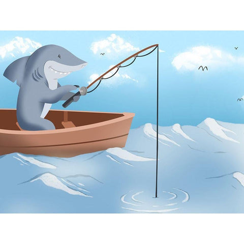 Gone Fishing Gold Ornate Wood Framed Art Print with Double Matting by Prime, Marcus