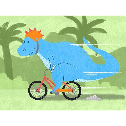 Riding Dino 1 Black Modern Wood Framed Art Print with Double Matting by Prime, Marcus