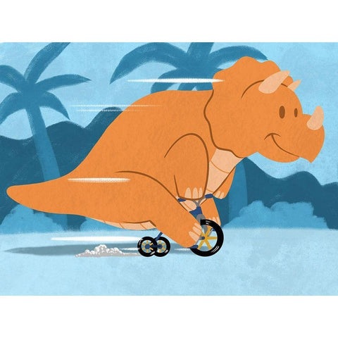 Riding Dino 2 White Modern Wood Framed Art Print by Prime, Marcus