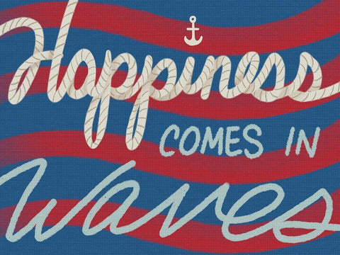 Wavy Happiness 1 White Modern Wood Framed Art Print with Double Matting by Prime, Marcus