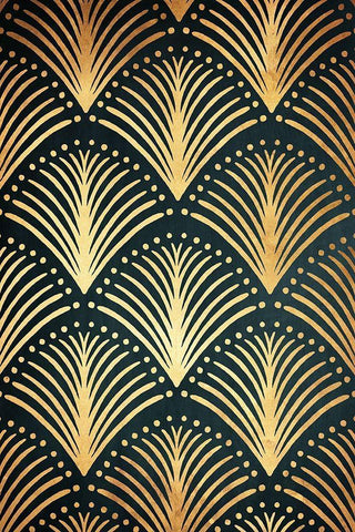 Golden Fans 1 Black Ornate Wood Framed Art Print with Double Matting by Prime, Marcus
