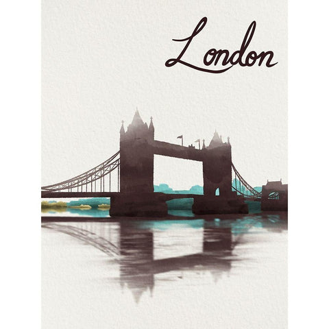 Watercolored London Black Modern Wood Framed Art Print with Double Matting by Prime, Marcus