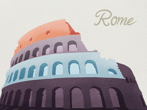 Colorful Rome 1 Black Ornate Wood Framed Art Print with Double Matting by Prime, Marcus