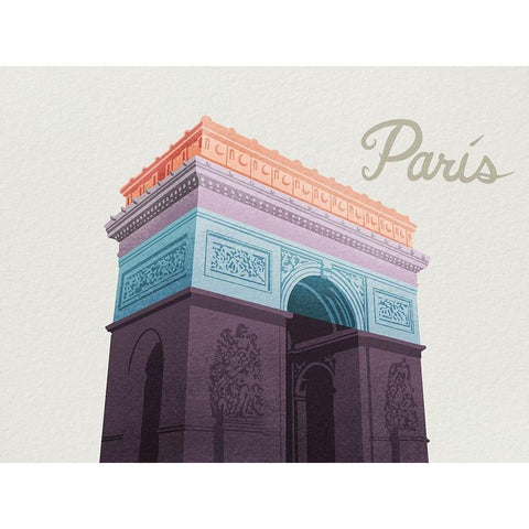 Colorful Paris 1 Gold Ornate Wood Framed Art Print with Double Matting by Prime, Marcus