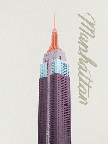 Colorful Manhattan 1 White Modern Wood Framed Art Print with Double Matting by Prime, Marcus