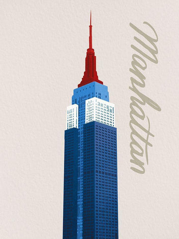 Patriotic Manhattan 1 White Modern Wood Framed Art Print with Double Matting by Prime, Marcus