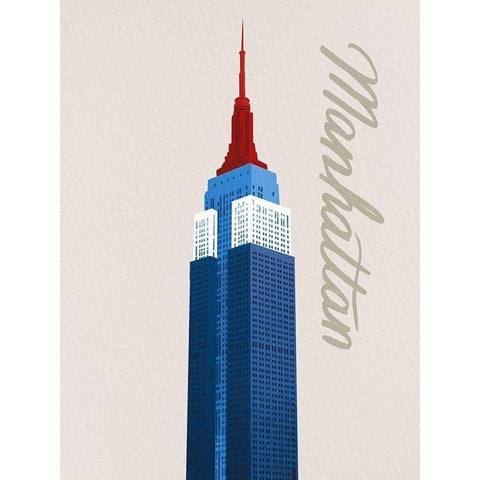 Patriotic Manhattan 1 White Modern Wood Framed Art Print by Prime, Marcus