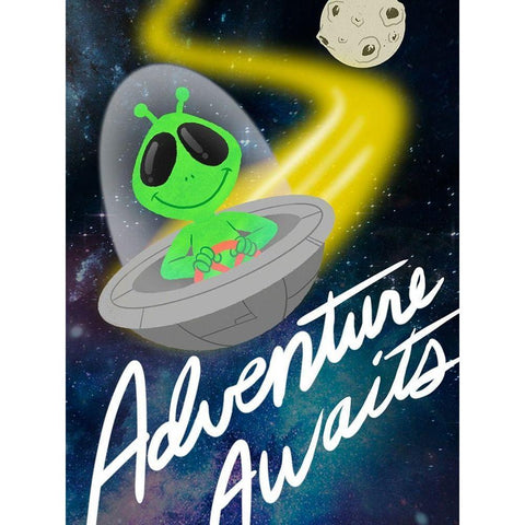 Adventure Awaits 1 White Modern Wood Framed Art Print by Prime, Marcus