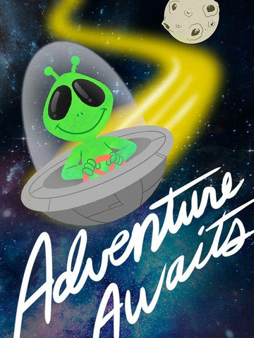 Adventure Awaits 1 White Modern Wood Framed Art Print with Double Matting by Prime, Marcus