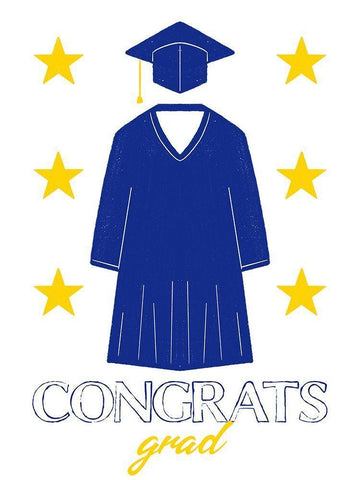 Congrats Grad 1 White Modern Wood Framed Art Print with Double Matting by Prime, Marcus