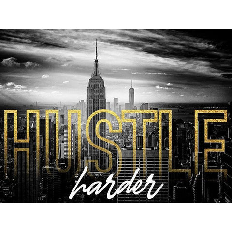 Hustle Hard 1 Black Modern Wood Framed Art Print by Prime, Marcus