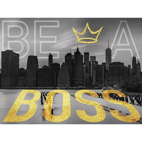 Be A Boss Gold Ornate Wood Framed Art Print with Double Matting by Prime, Marcus