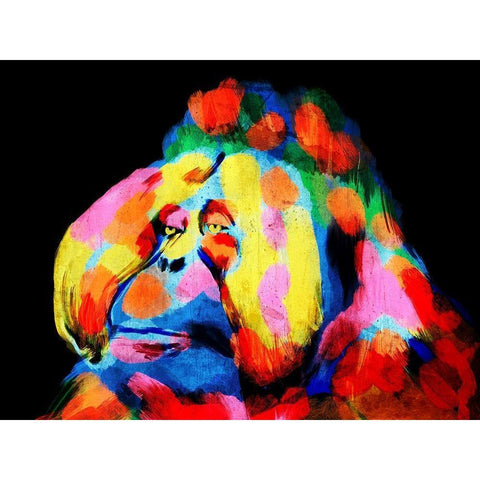 Monkey Color Burst 2 White Modern Wood Framed Art Print by Prime, Marcus