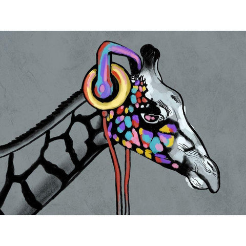 Boomin Giraffe Black Modern Wood Framed Art Print by Prime, Marcus