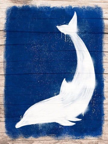 Dolphin Blast 1 White Modern Wood Framed Art Print with Double Matting by Prime, Marcus