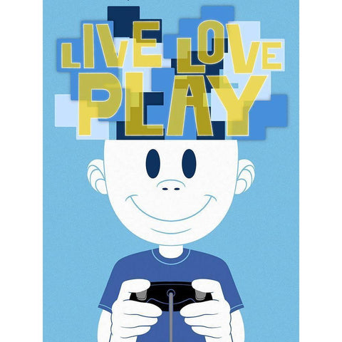 Live Love Play 1 White Modern Wood Framed Art Print by Prime, Marcus