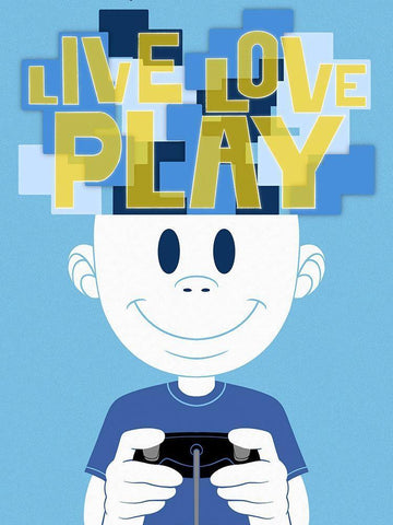 Live Love Play 1 White Modern Wood Framed Art Print with Double Matting by Prime, Marcus