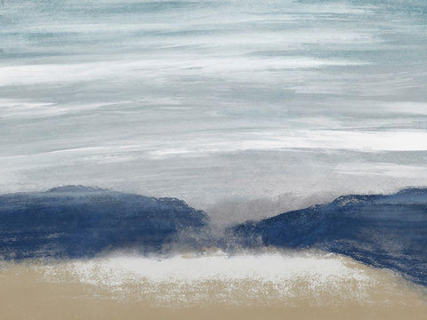 Distant Waves 1 White Modern Wood Framed Art Print with Double Matting by Prime, Marcus